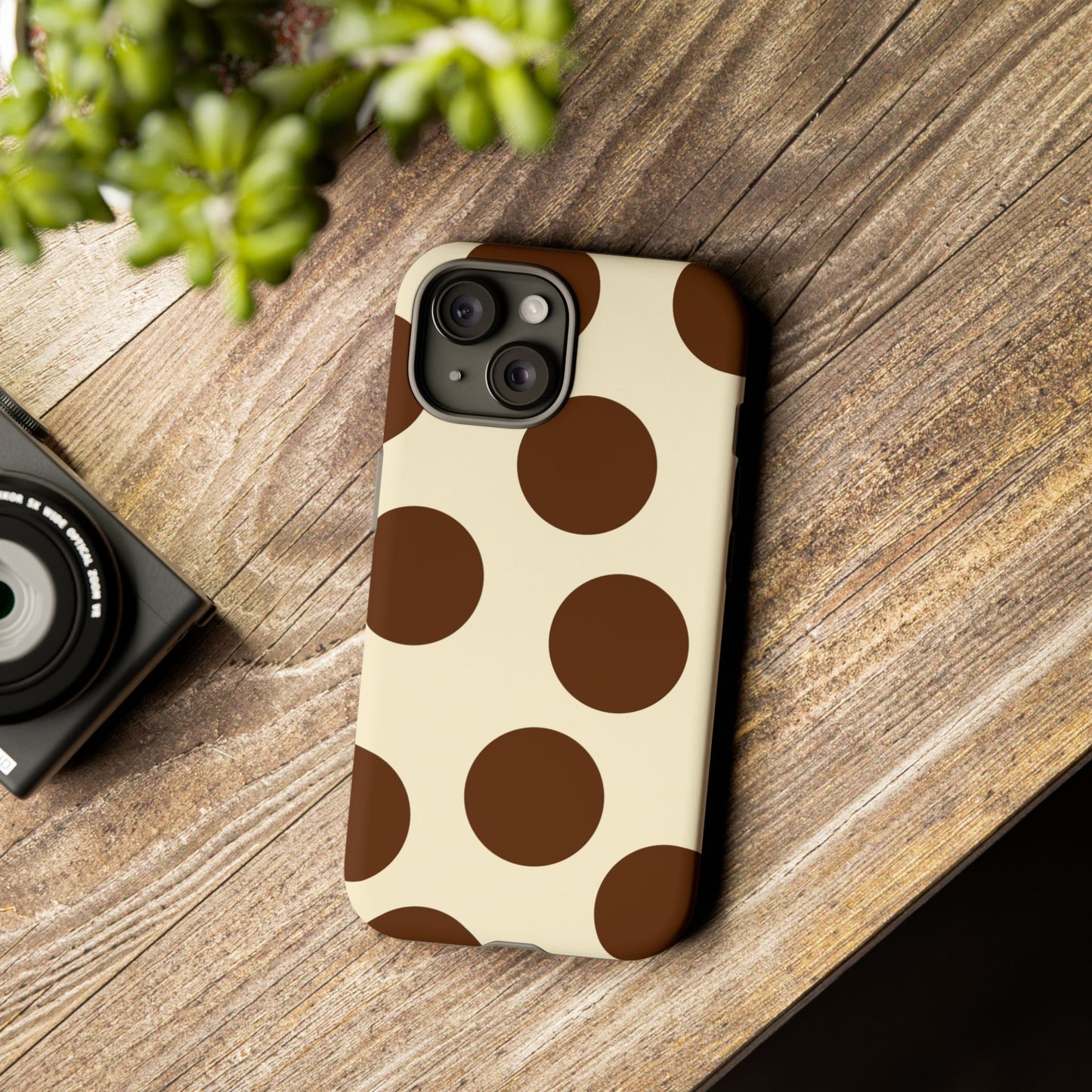 Brown Polka Dot Phone Case — Retro Large Dot Tough Case