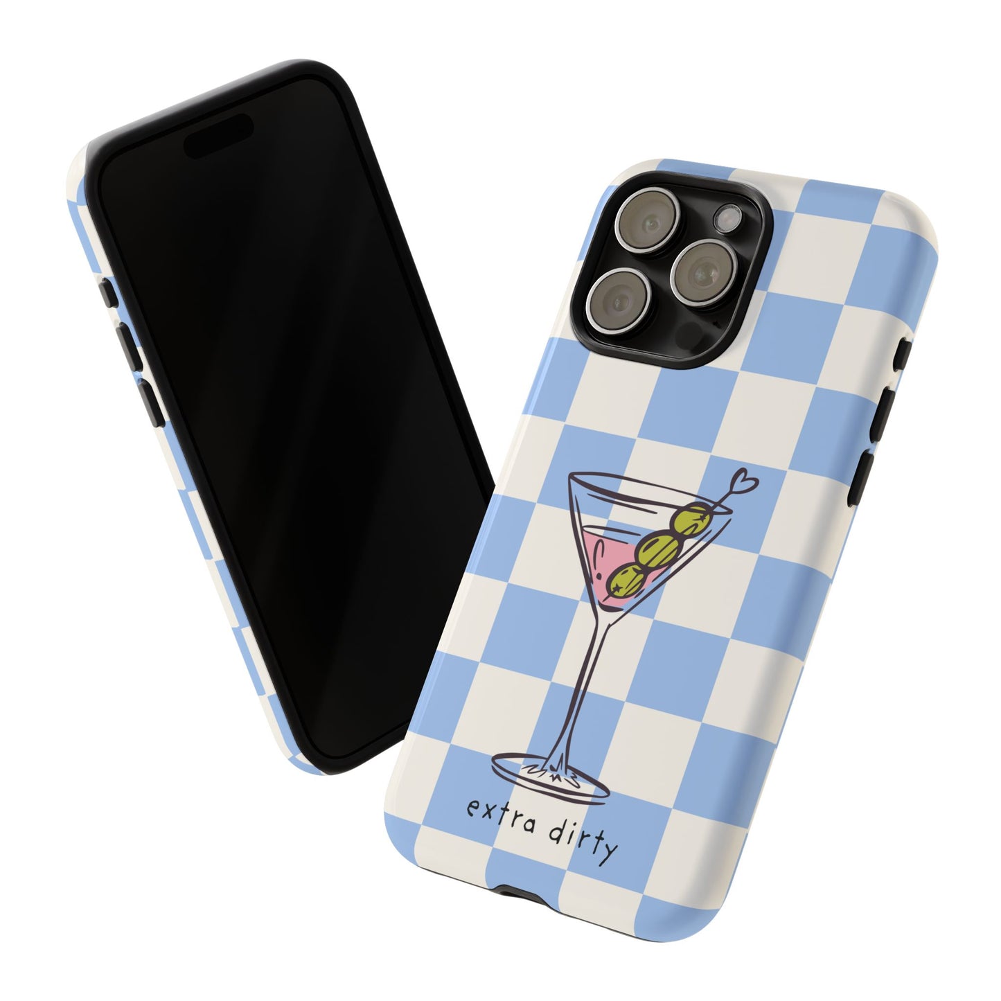 Phone Case — Blue Check Martini "extra dirty" Design