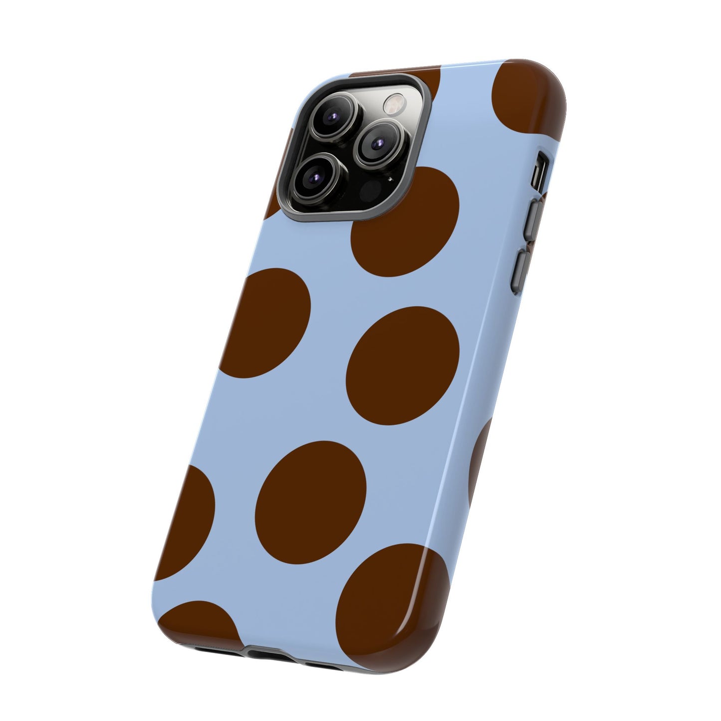 Phone Case - Blue with Brown Polka Dots (Tough Protective Phone Case)