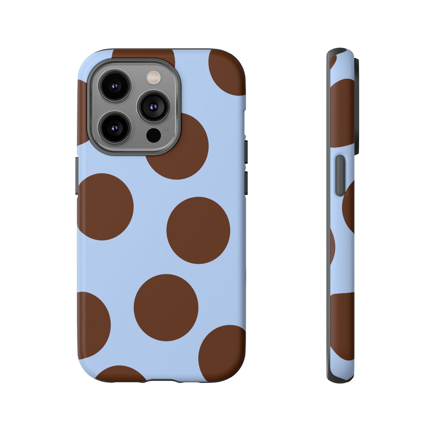 Phone Case - Blue with Brown Polka Dots (Tough Protective Phone Case)