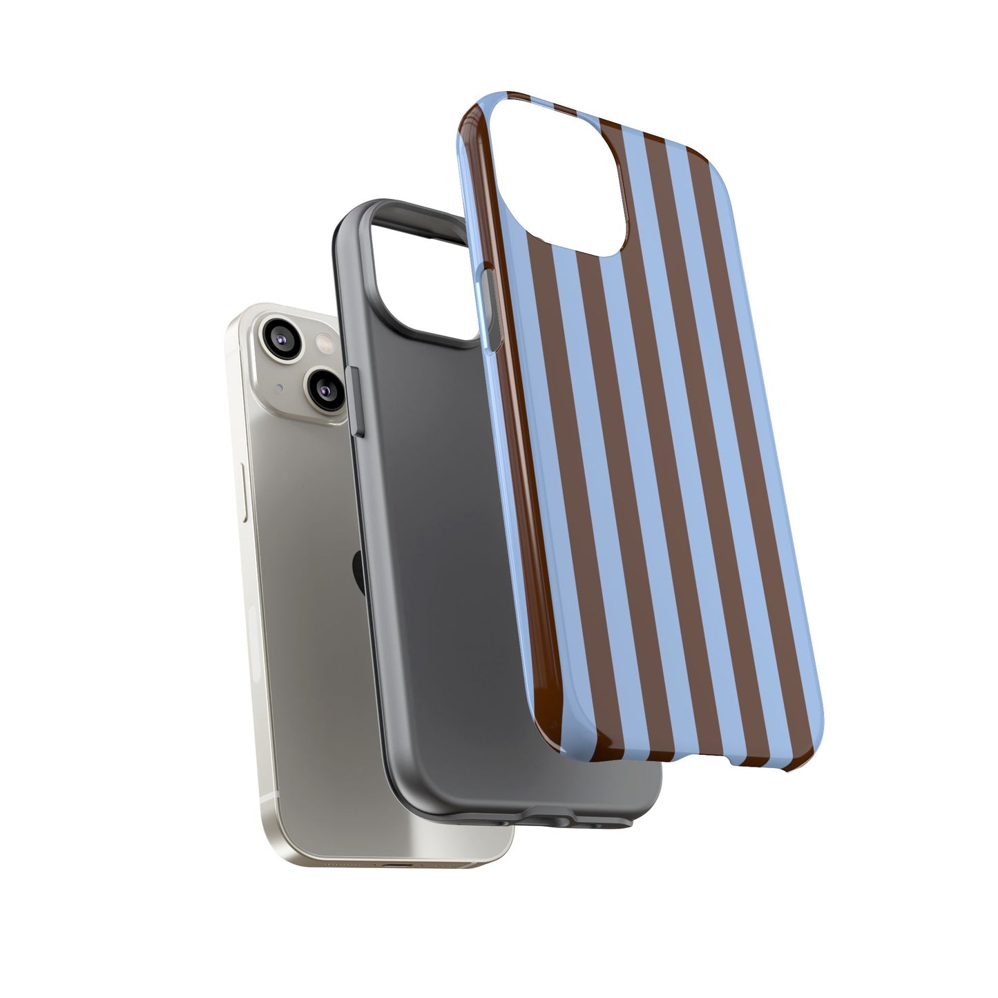 Blue & Brown Vertical Stripe Tough Phone Case — Durable Protective Cover
