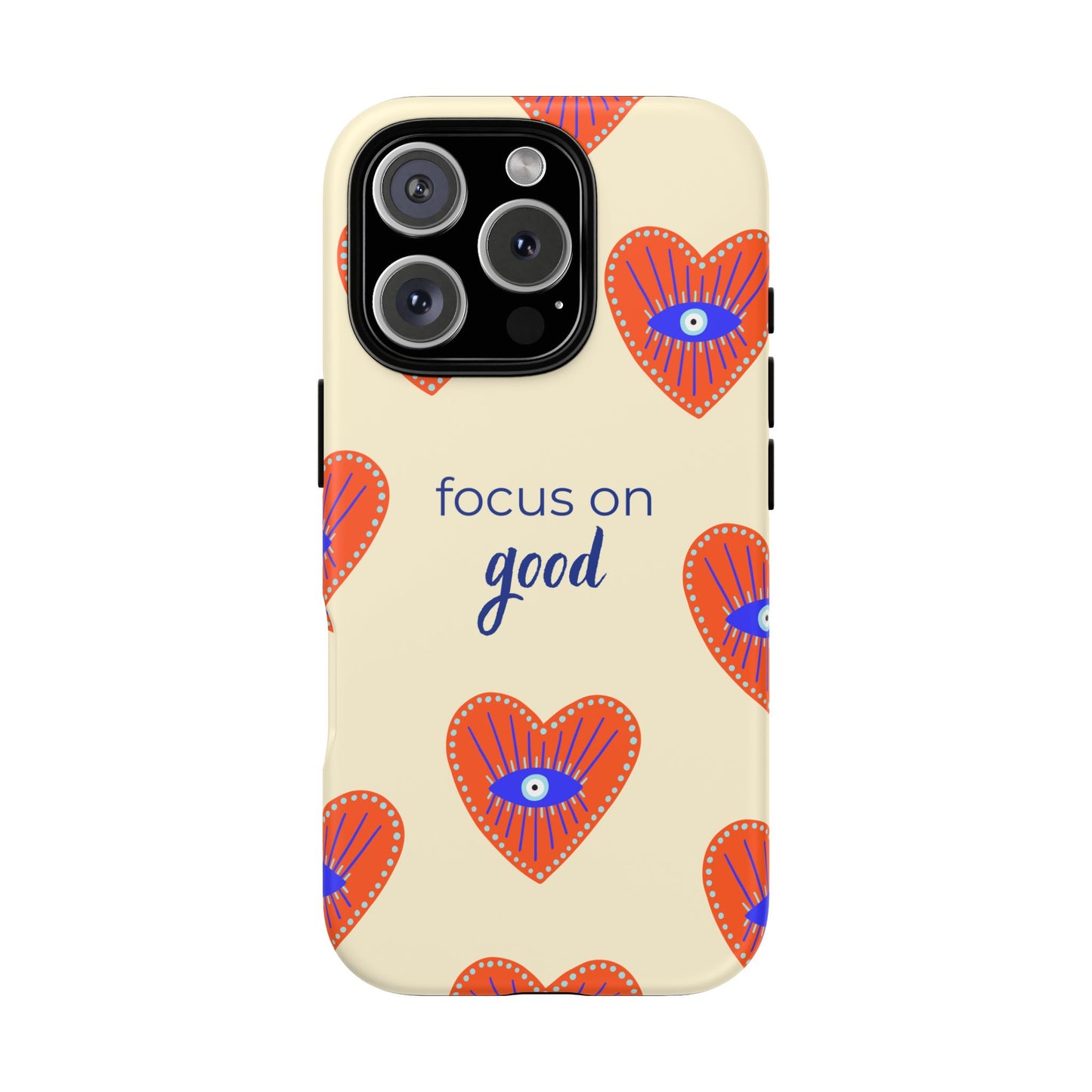 Phone Case — "Focus on Good" Heart Pattern Protective Case