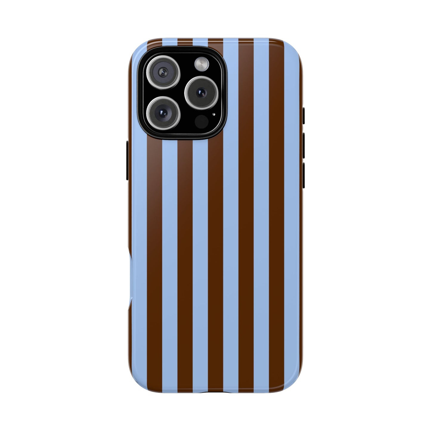 Blue & Brown Vertical Stripe Tough Phone Case — Durable Protective Cover