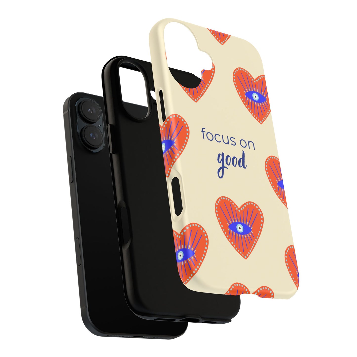 Phone Case — "Focus on Good" Heart Pattern Protective Case