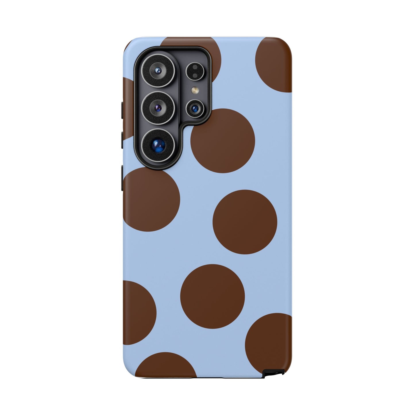 Phone Case - Blue with Brown Polka Dots (Tough Protective Phone Case)