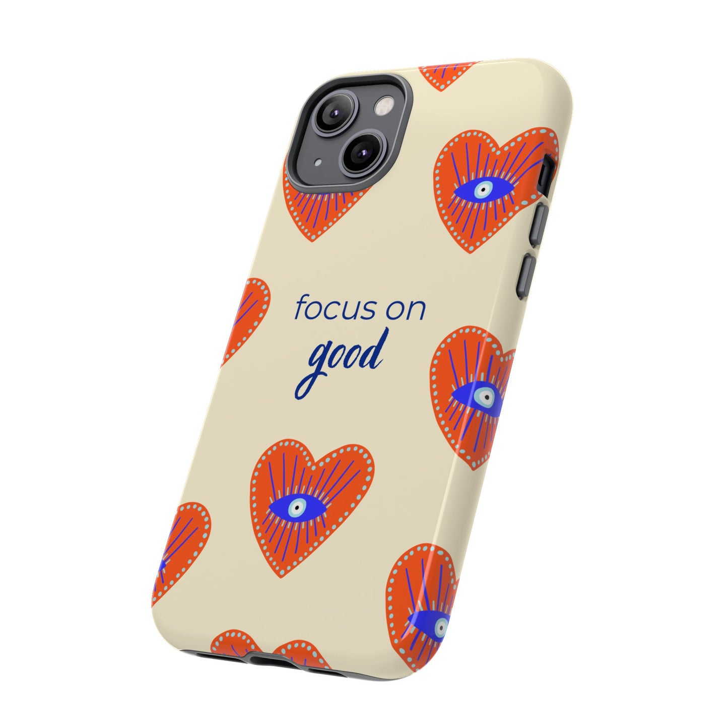 Phone Case — "Focus on Good" Heart Pattern Protective Case