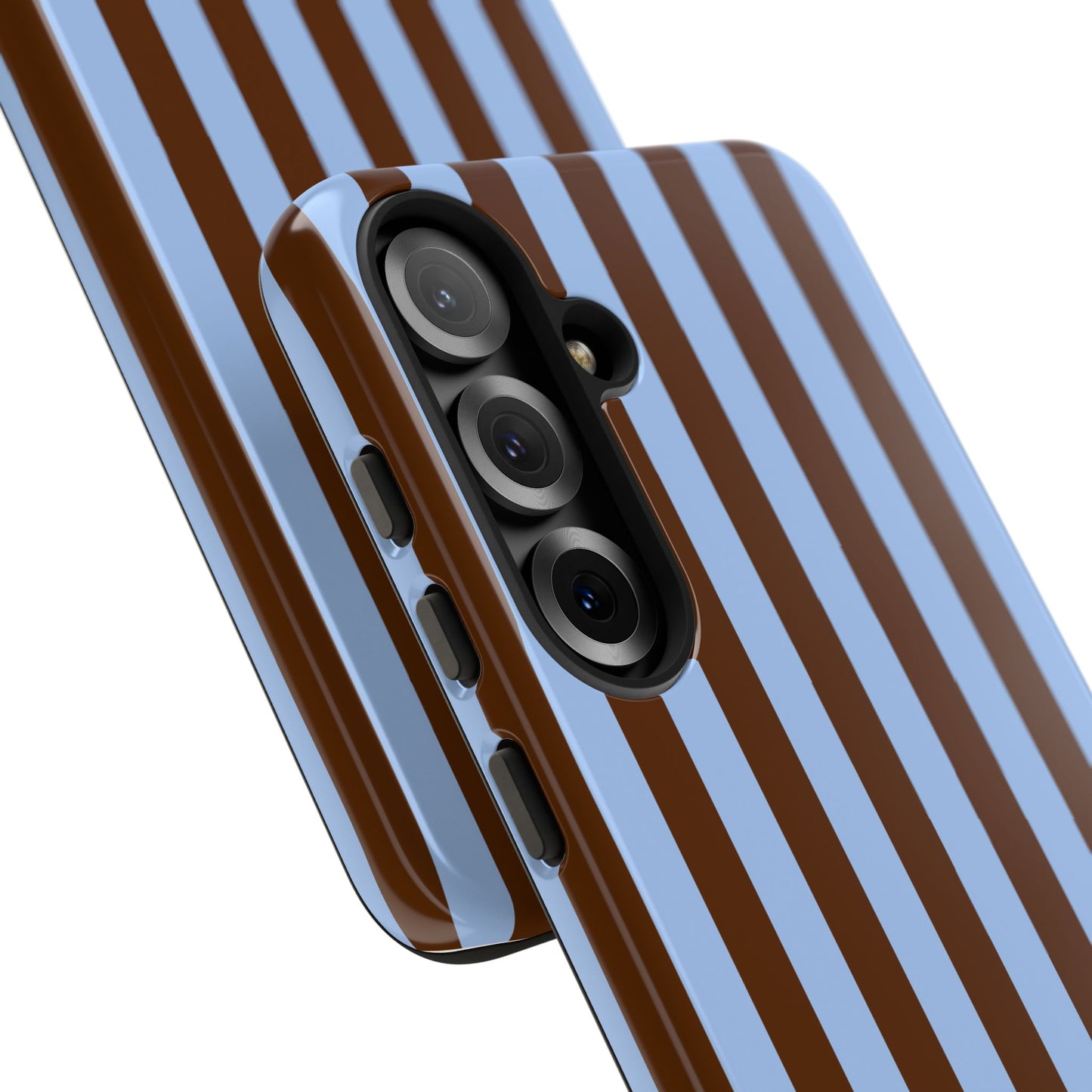Blue & Brown Vertical Stripe Tough Phone Case — Durable Protective Cover