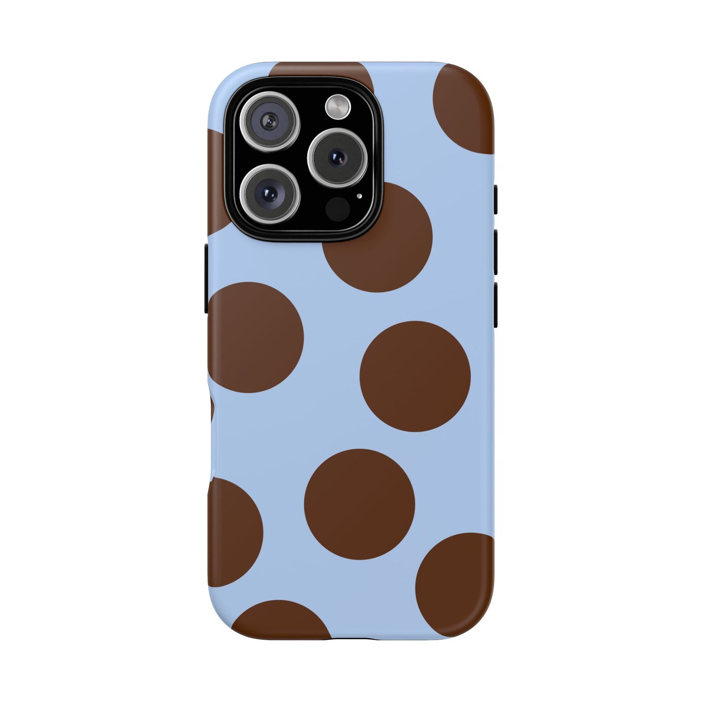 Phone Case - Blue with Brown Polka Dots (Tough Protective Phone Case)