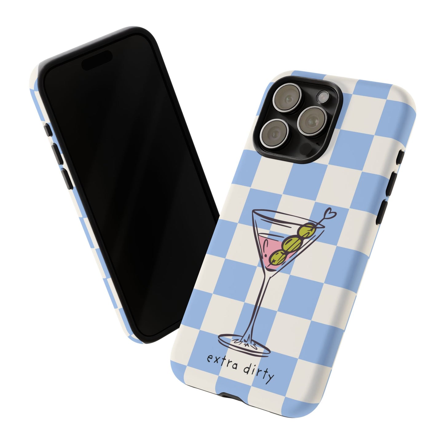 Phone Case — Blue Check Martini "extra dirty" Design