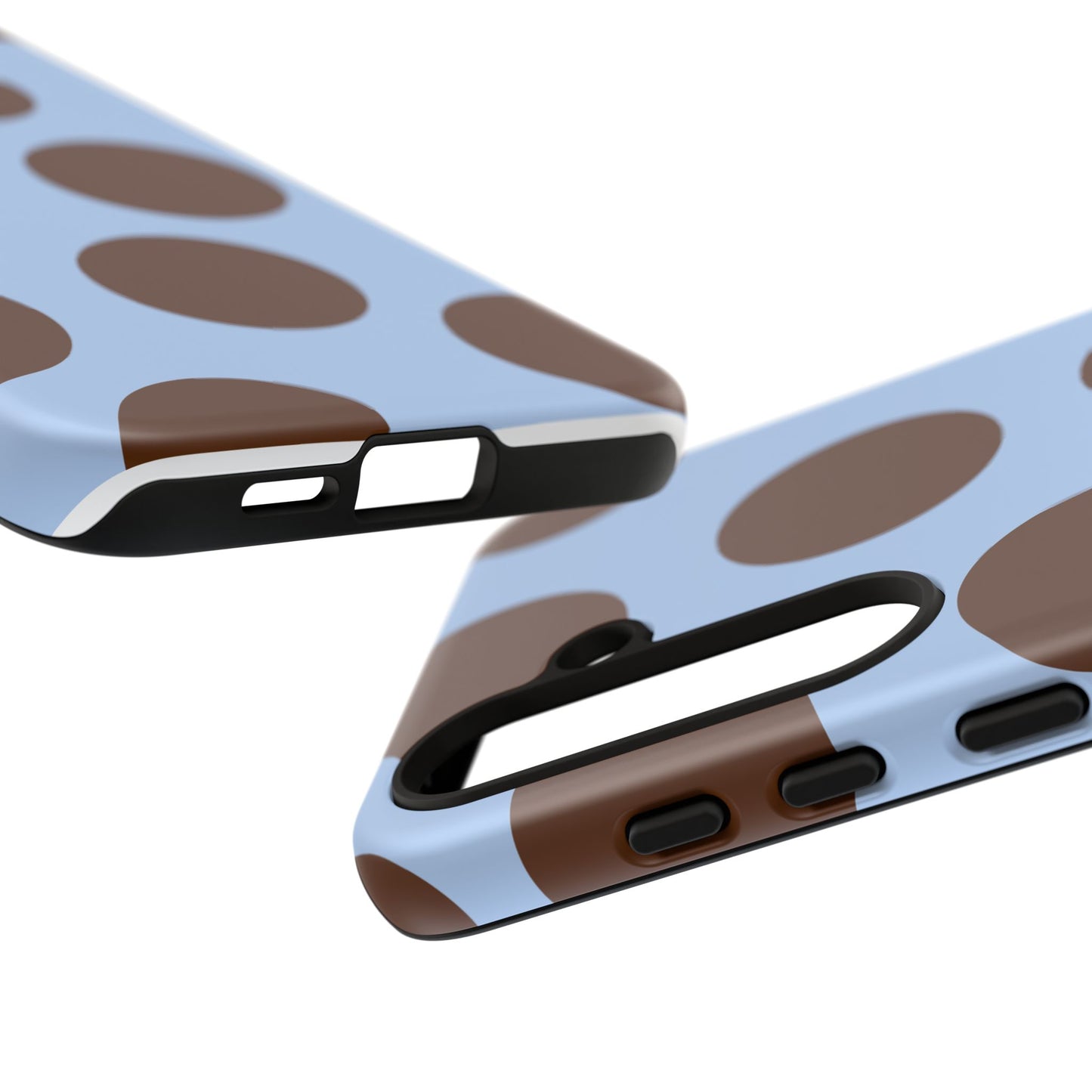 Phone Case - Blue with Brown Polka Dots (Tough Protective Phone Case)