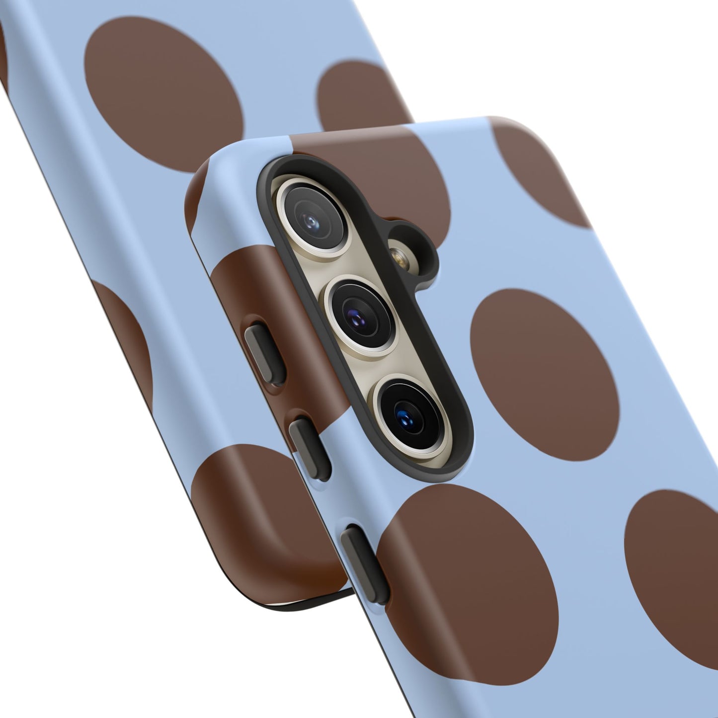 Phone Case - Blue with Brown Polka Dots (Tough Protective Phone Case)