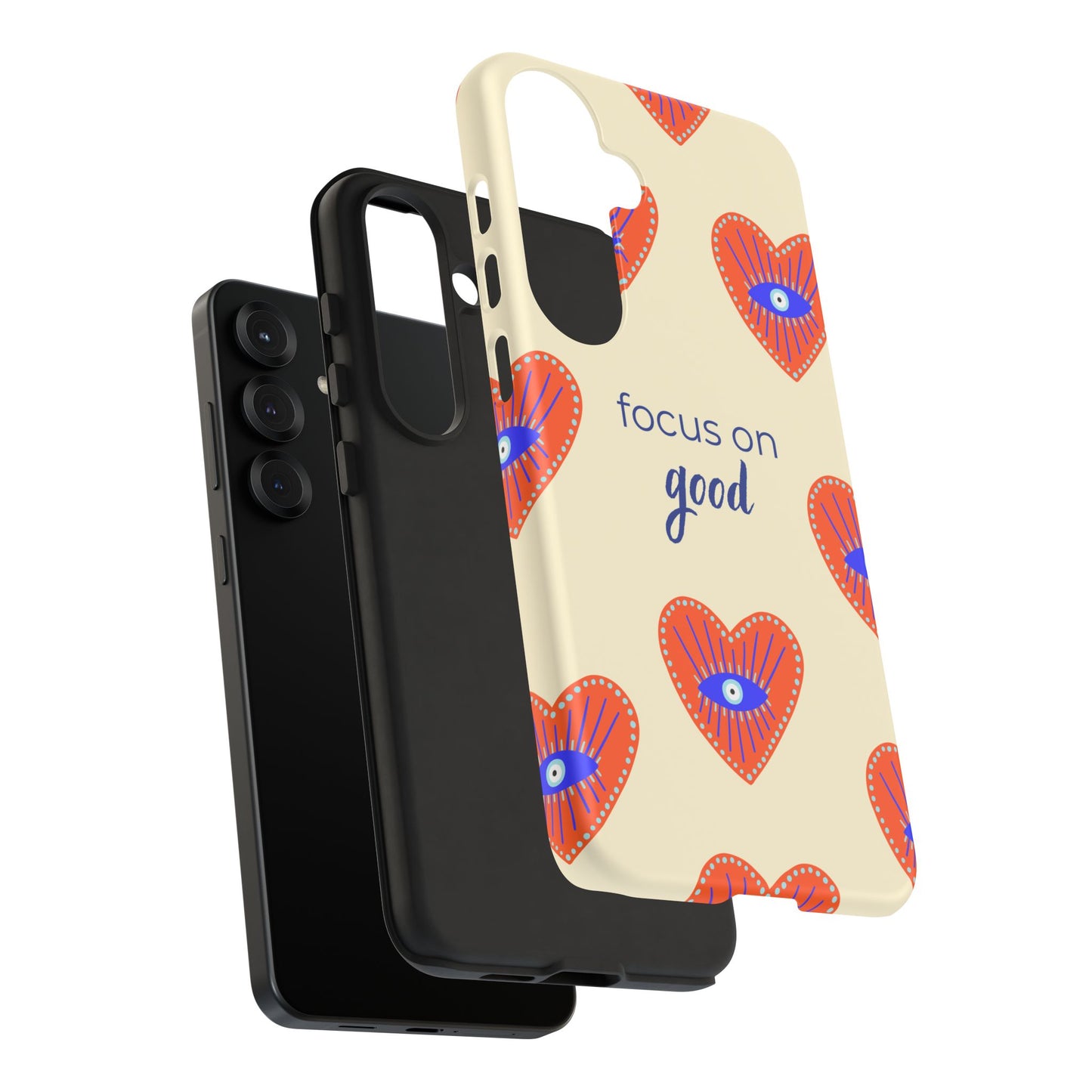 Phone Case — "Focus on Good" Heart Pattern Protective Case