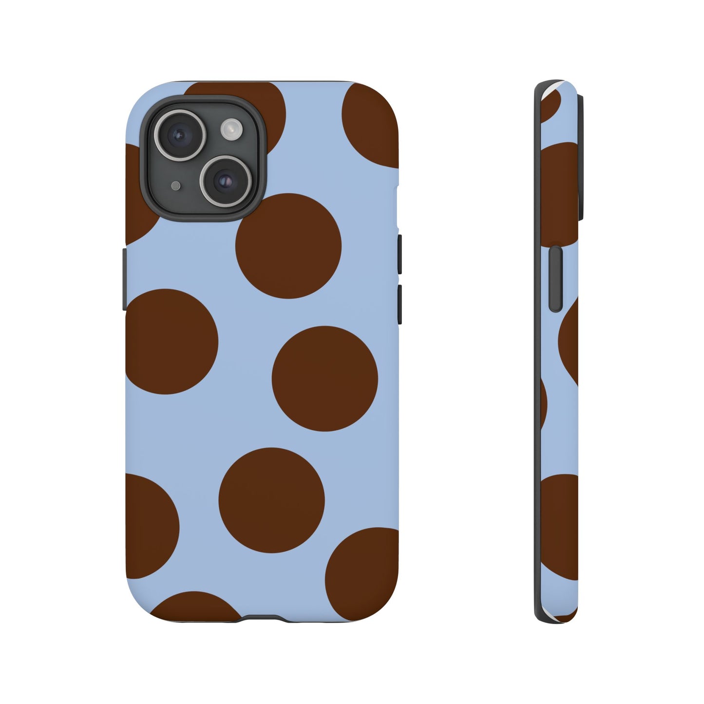 Phone Case - Blue with Brown Polka Dots (Tough Protective Phone Case)