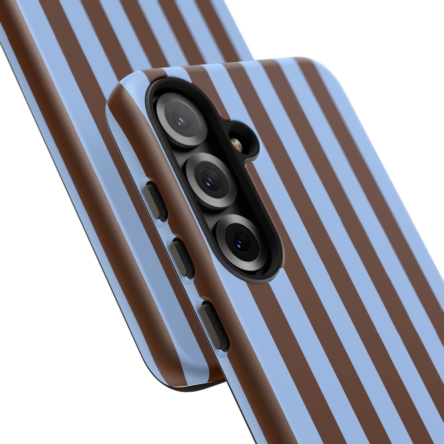 Blue & Brown Vertical Stripe Tough Phone Case — Durable Protective Cover