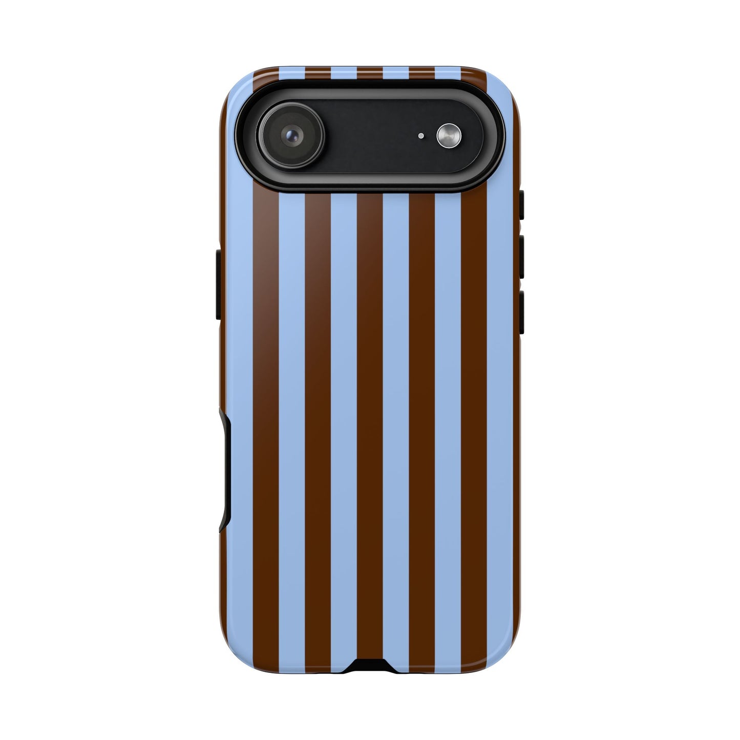 Blue & Brown Vertical Stripe Tough Phone Case — Durable Protective Cover