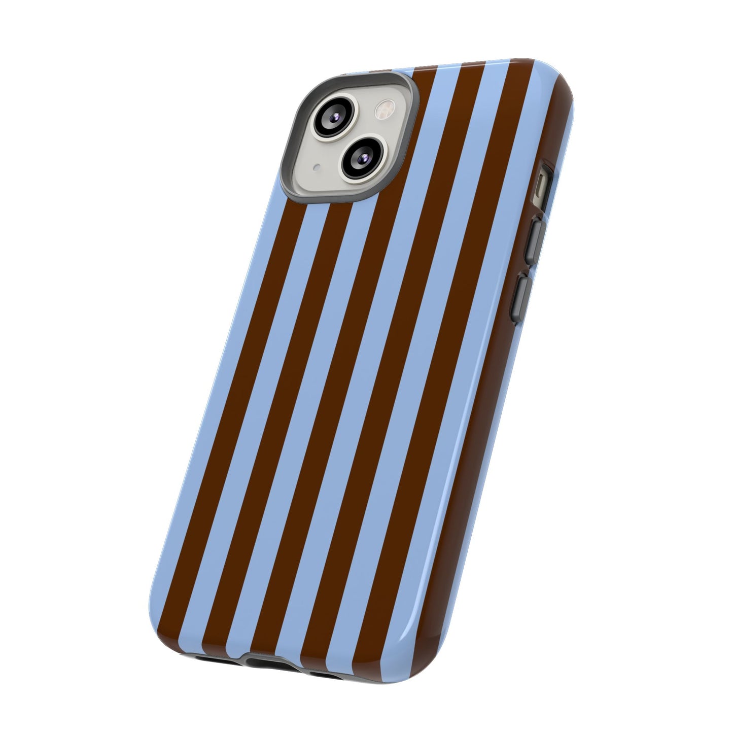 Blue & Brown Vertical Stripe Tough Phone Case — Durable Protective Cover