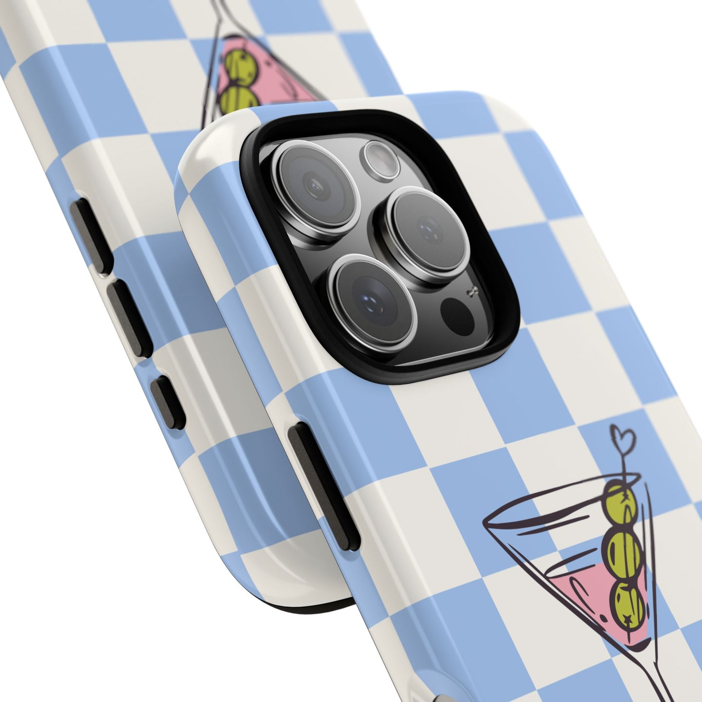 Phone Case — Blue Check Martini "extra dirty" Design