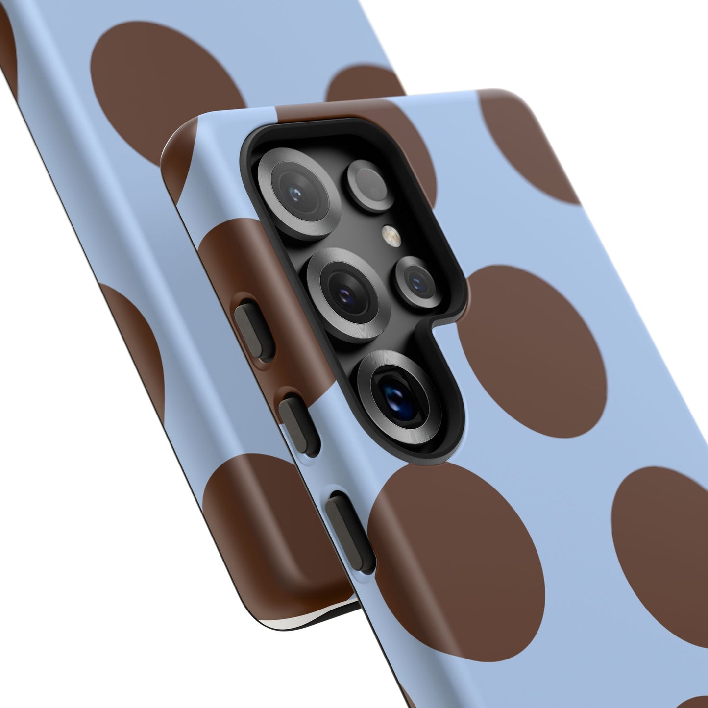 Phone Case - Blue with Brown Polka Dots (Tough Protective Phone Case)
