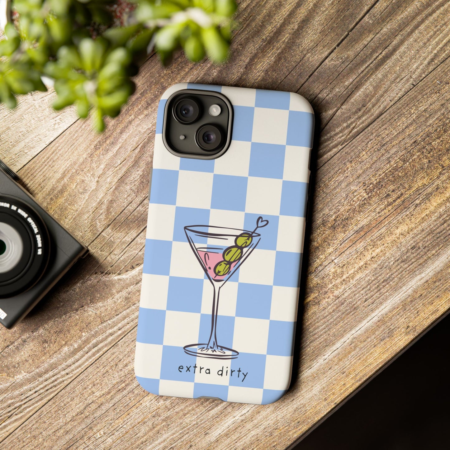 Phone Case — Blue Check Martini "extra dirty" Design