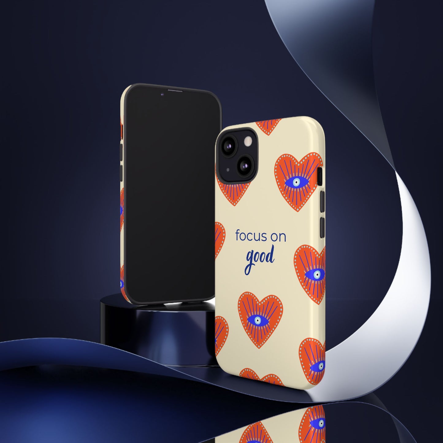 Phone Case — "Focus on Good" Heart Pattern Protective Case