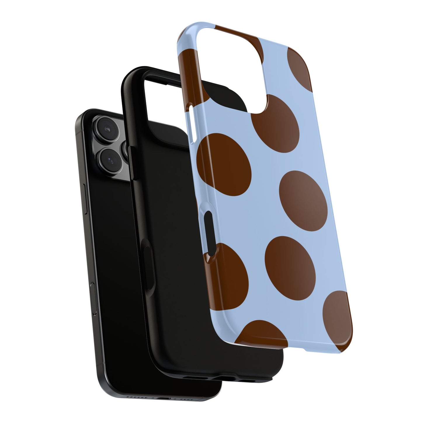 Phone Case - Blue with Brown Polka Dots (Tough Protective Phone Case)