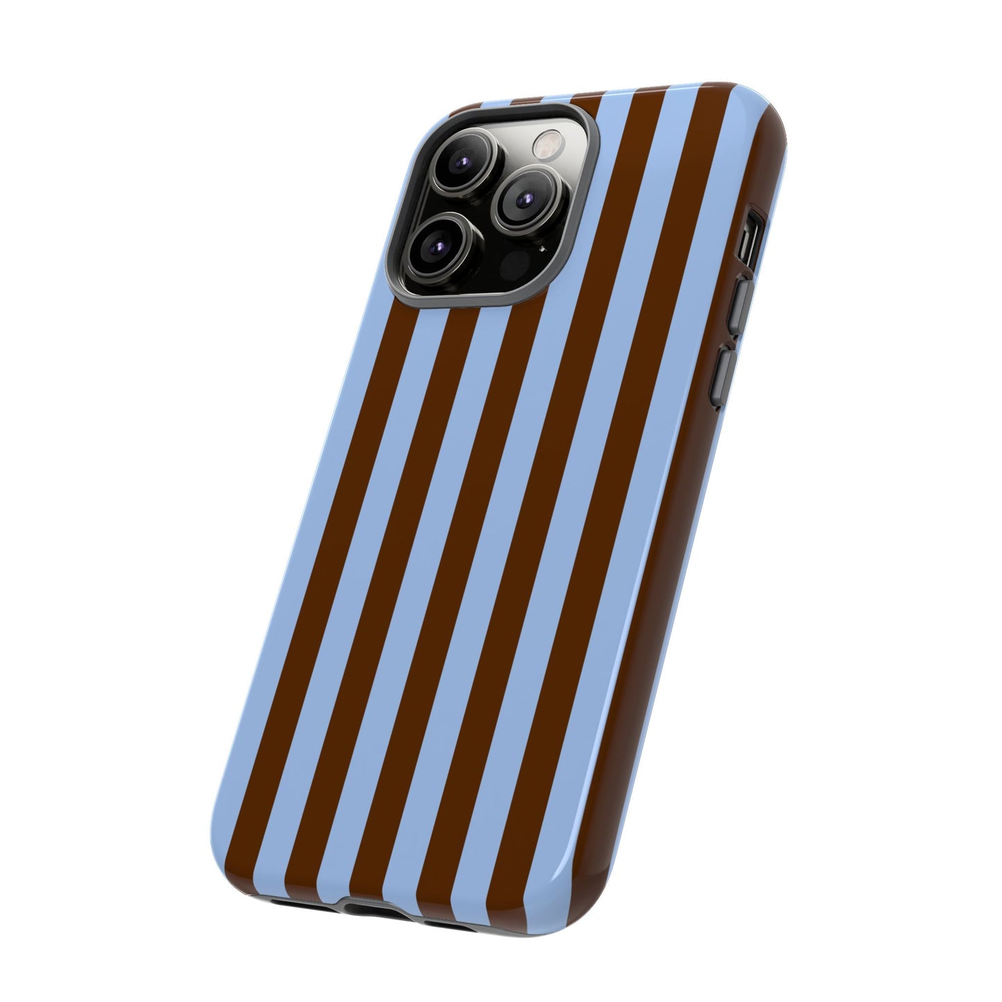 Blue & Brown Vertical Stripe Tough Phone Case — Durable Protective Cover