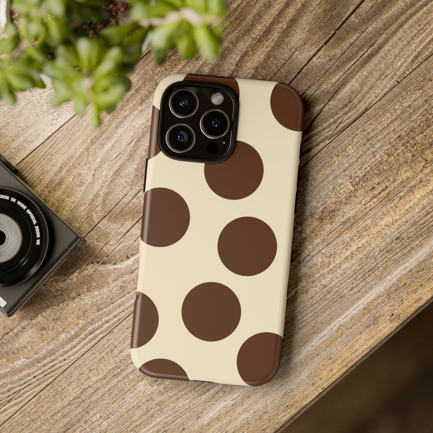 Brown Polka Dot Phone Case — Retro Large Dot Tough Case