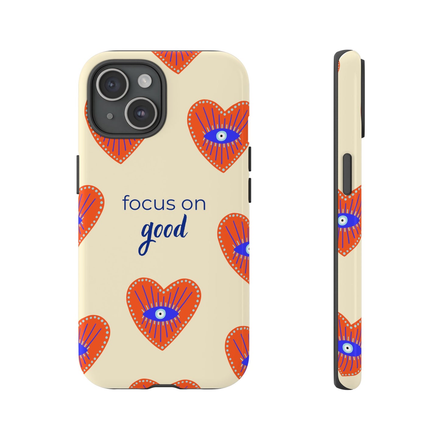 Phone Case — "Focus on Good" Heart Pattern Protective Case