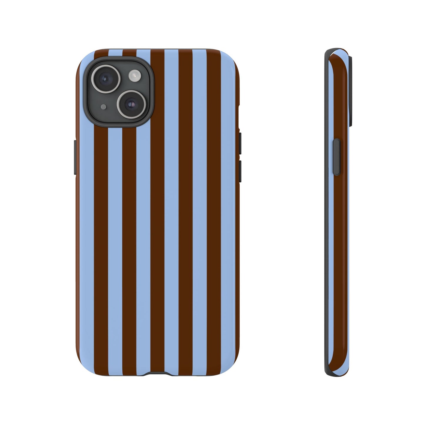 Blue & Brown Vertical Stripe Tough Phone Case — Durable Protective Cover