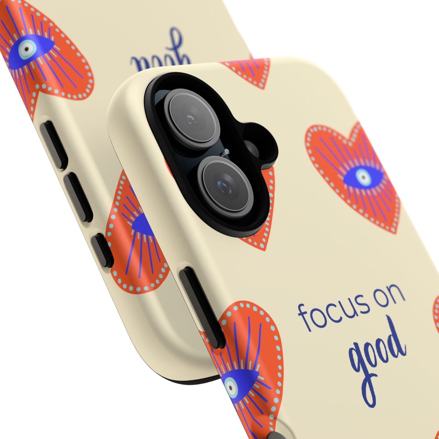 Phone Case — "Focus on Good" Heart Pattern Protective Case