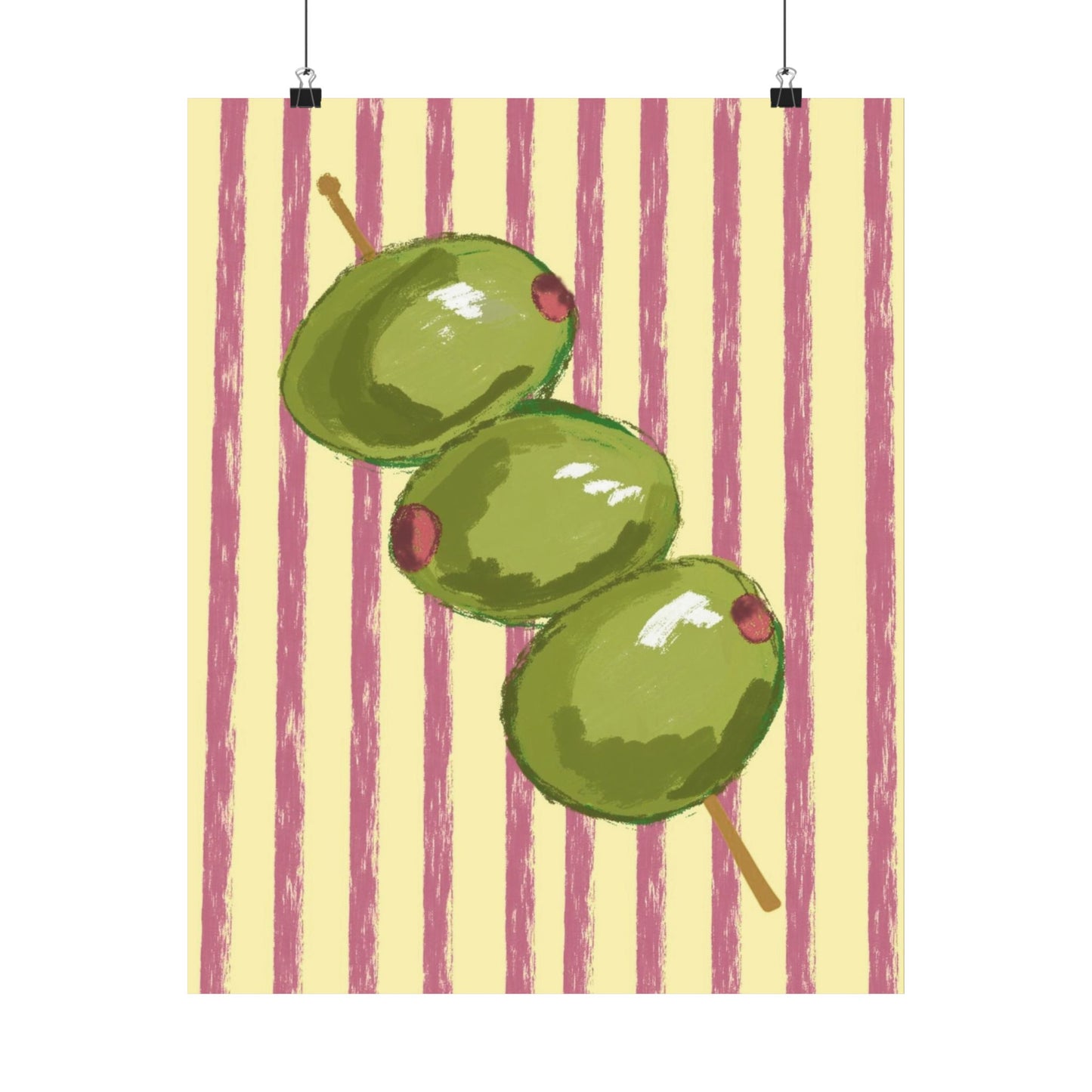 Olive Matte Poster — Retro Striped Kitchen Wall Art
