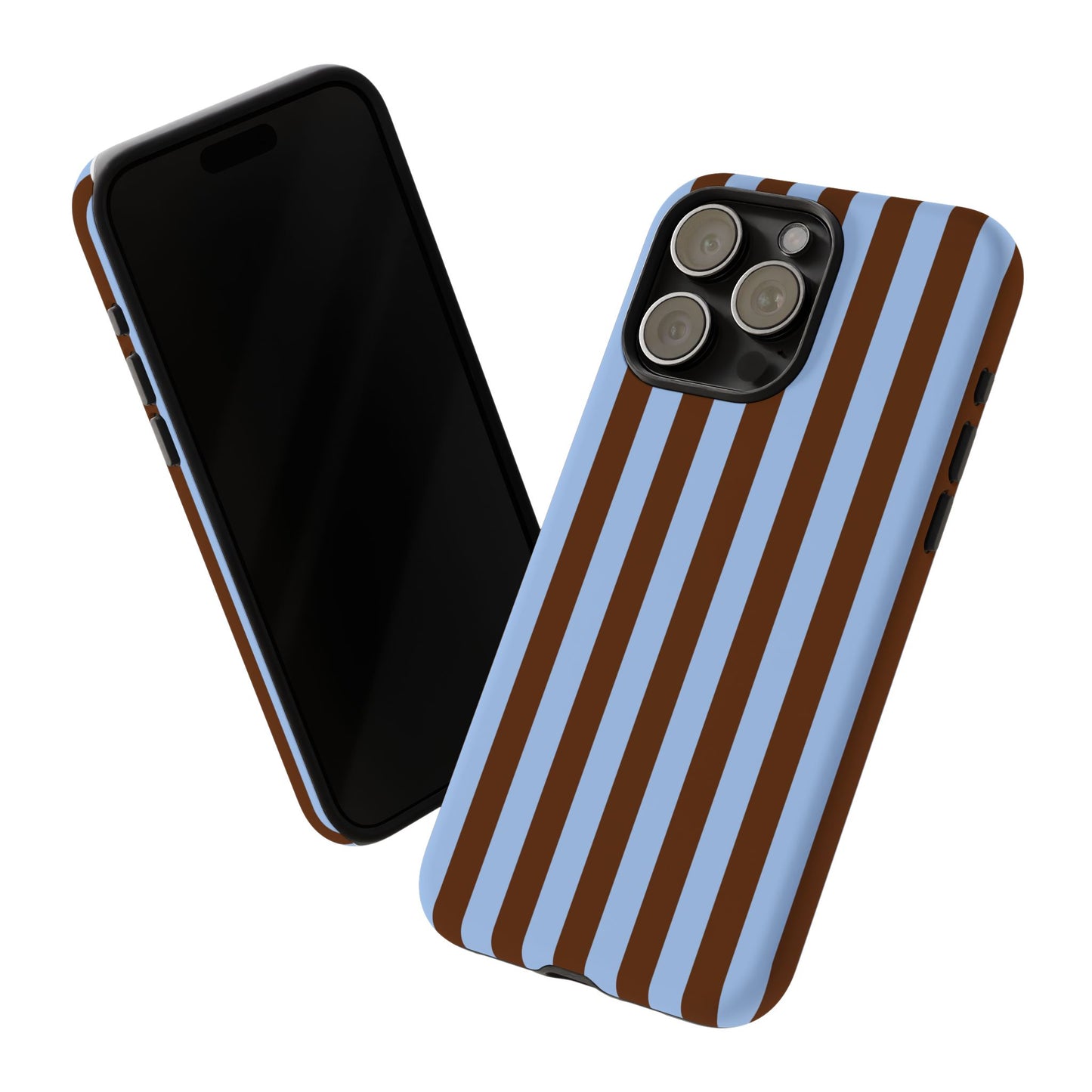 Blue & Brown Vertical Stripe Tough Phone Case — Durable Protective Cover