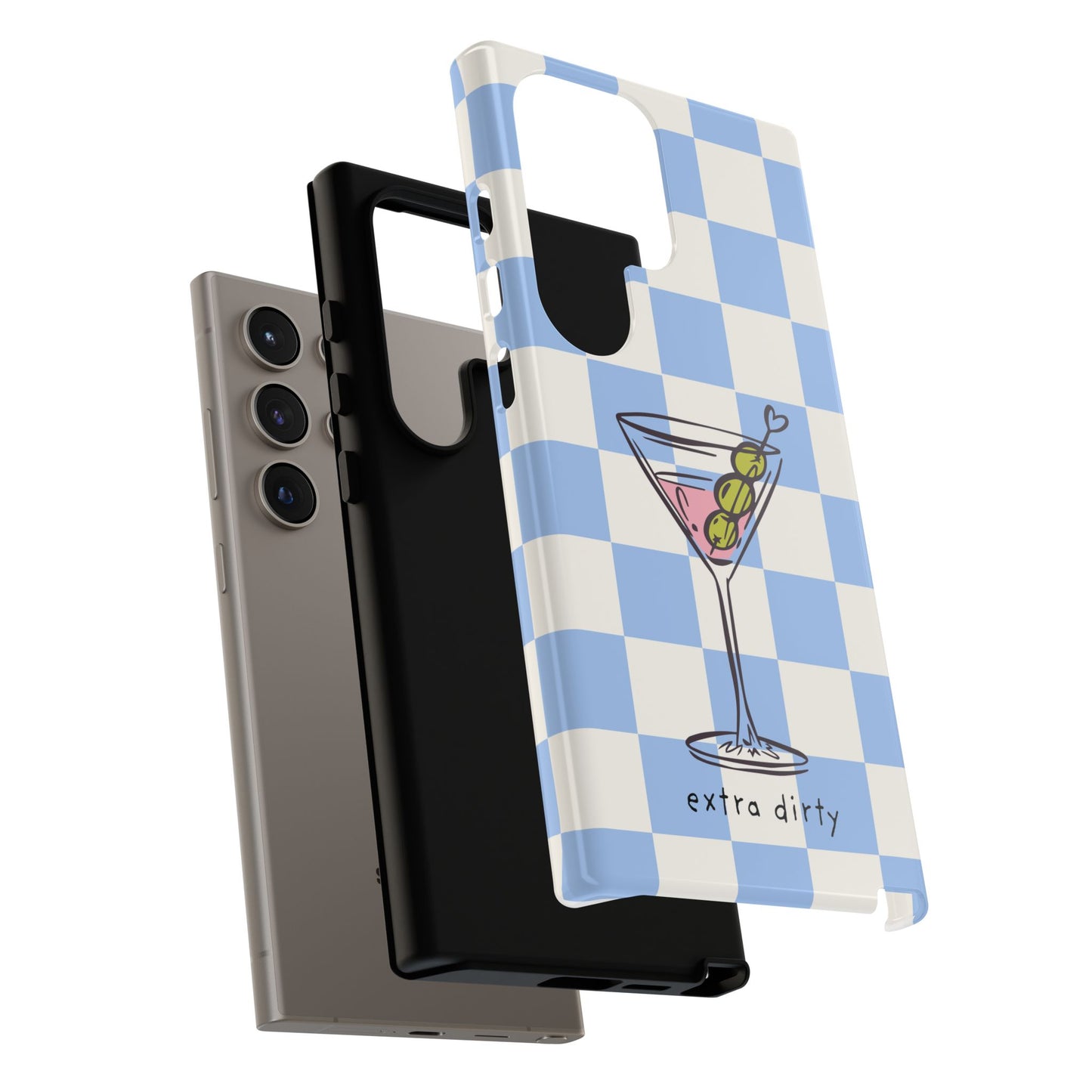 Phone Case — Blue Check Martini "extra dirty" Design