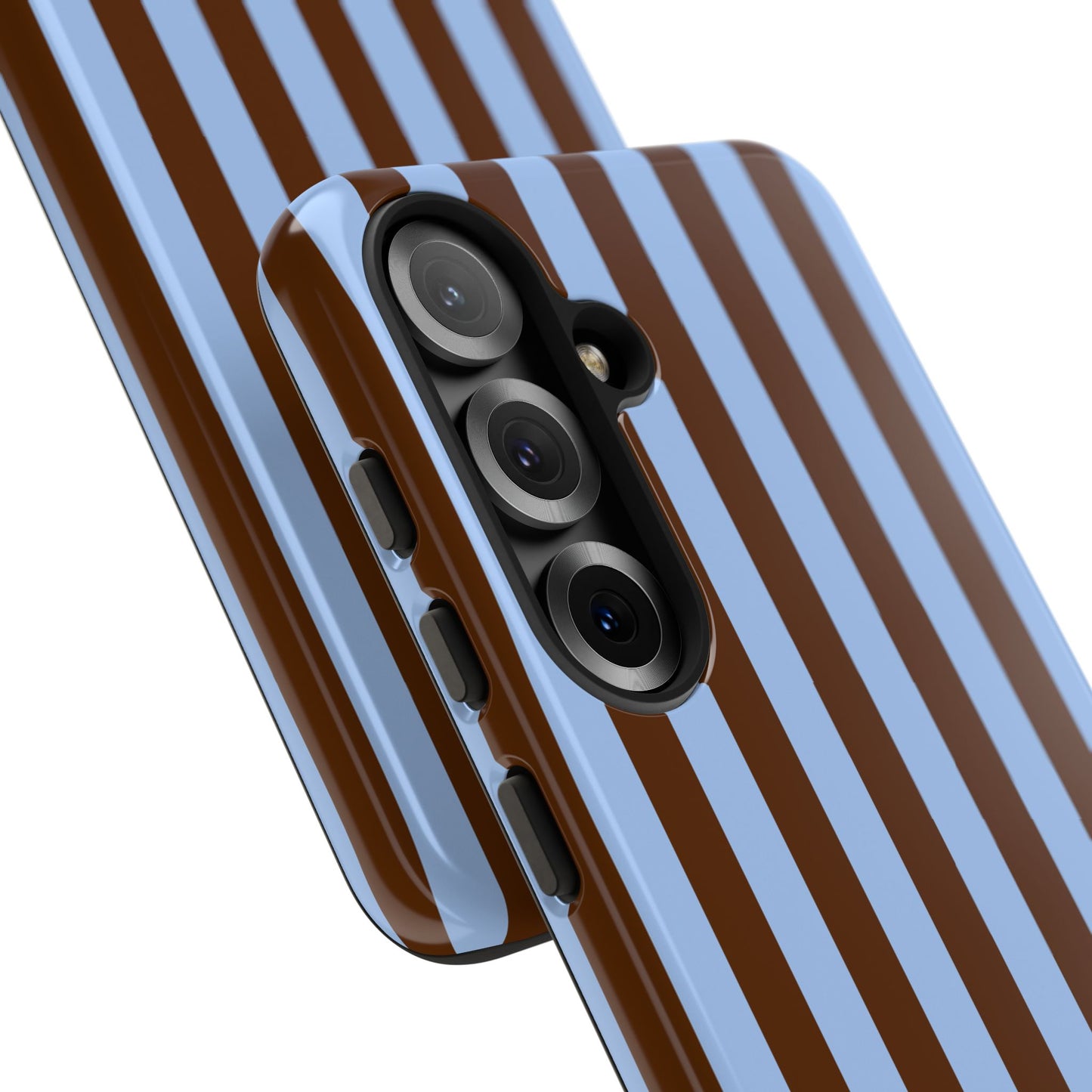 Blue & Brown Vertical Stripe Tough Phone Case — Durable Protective Cover