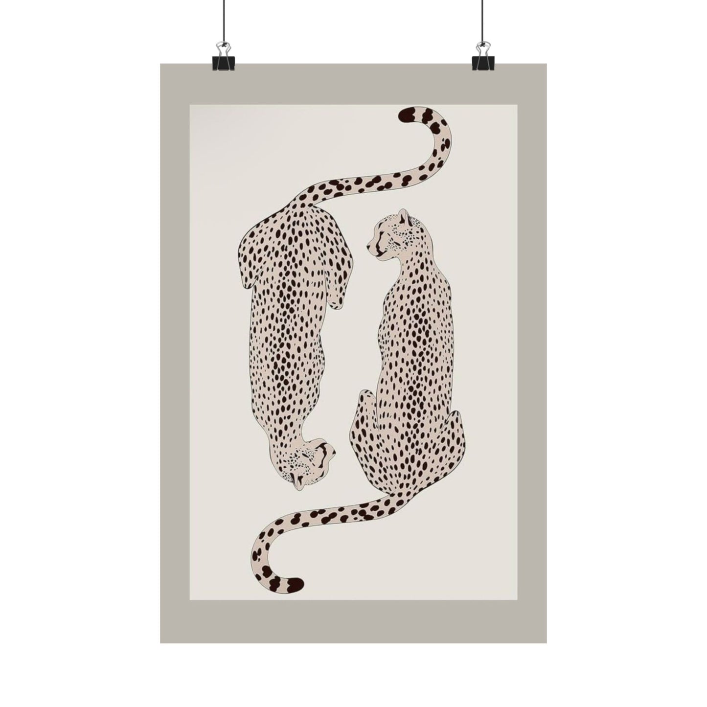 Leopard Pair Matte Poster — Minimal Neutral Animal Wall Art
