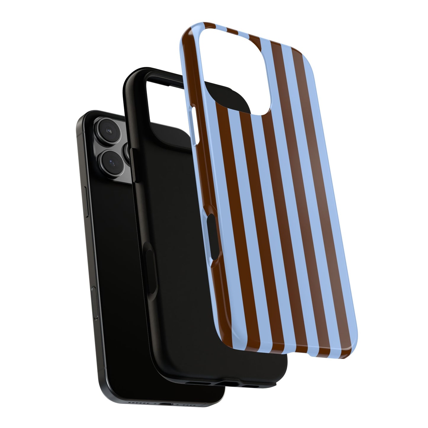 Blue & Brown Vertical Stripe Tough Phone Case — Durable Protective Cover