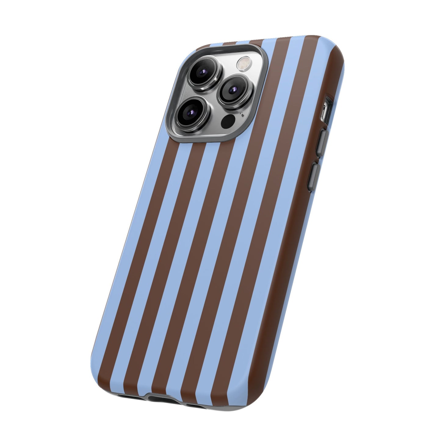 Blue & Brown Vertical Stripe Tough Phone Case — Durable Protective Cover