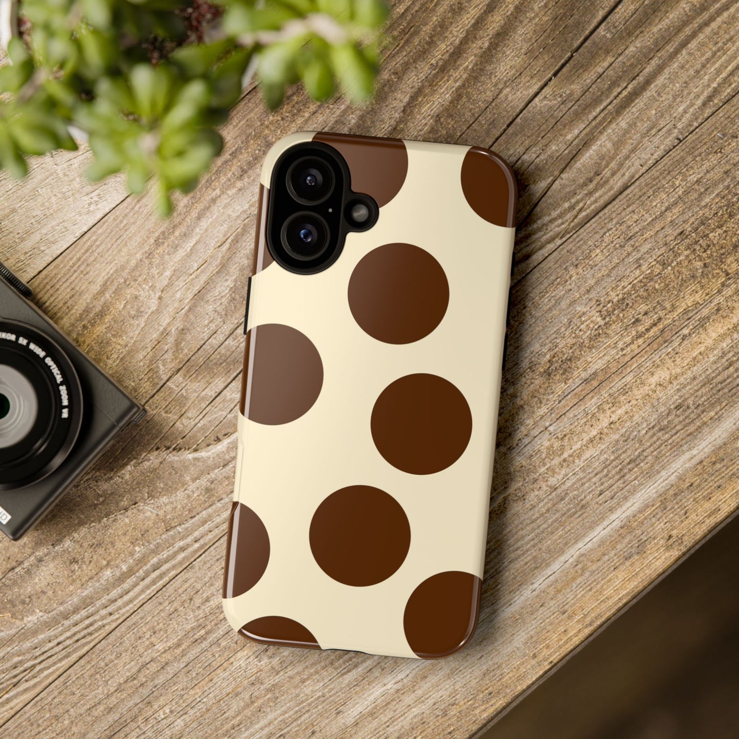 Brown Polka Dot Phone Case — Retro Large Dot Tough Case