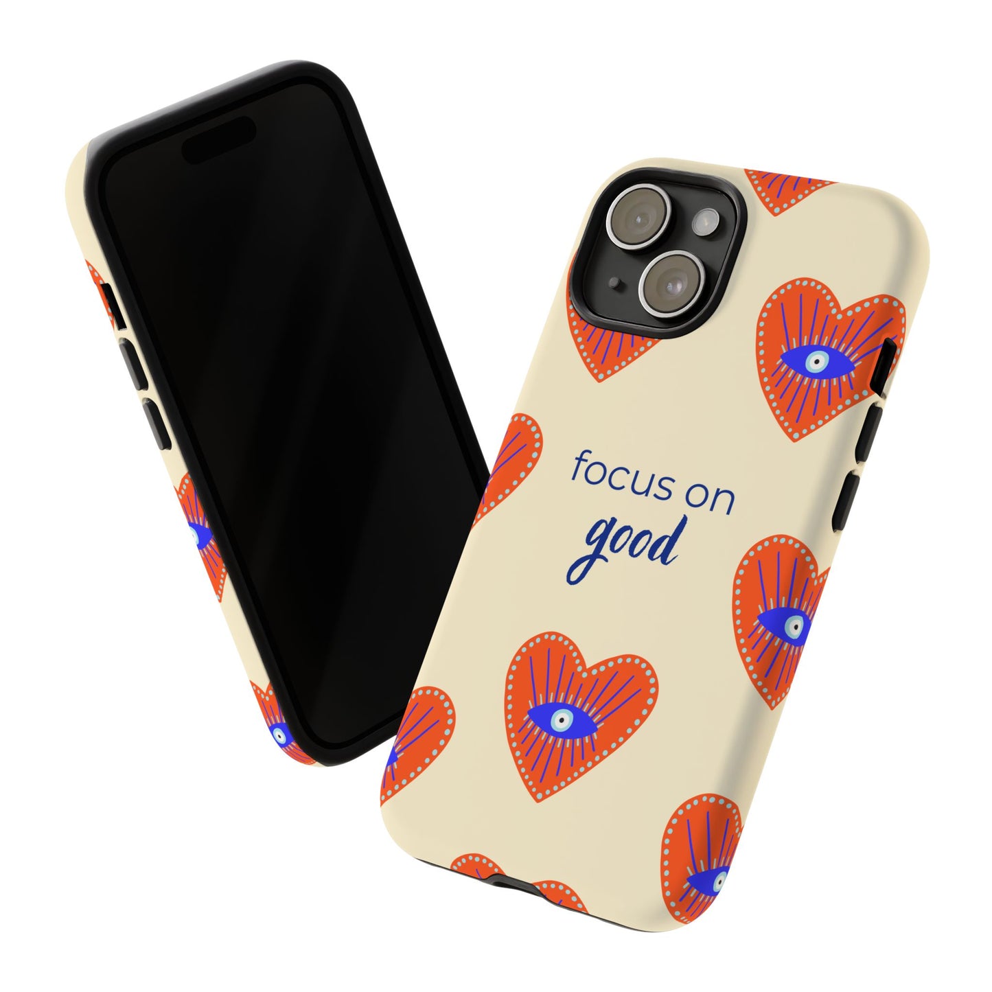 Phone Case — "Focus on Good" Heart Pattern Protective Case