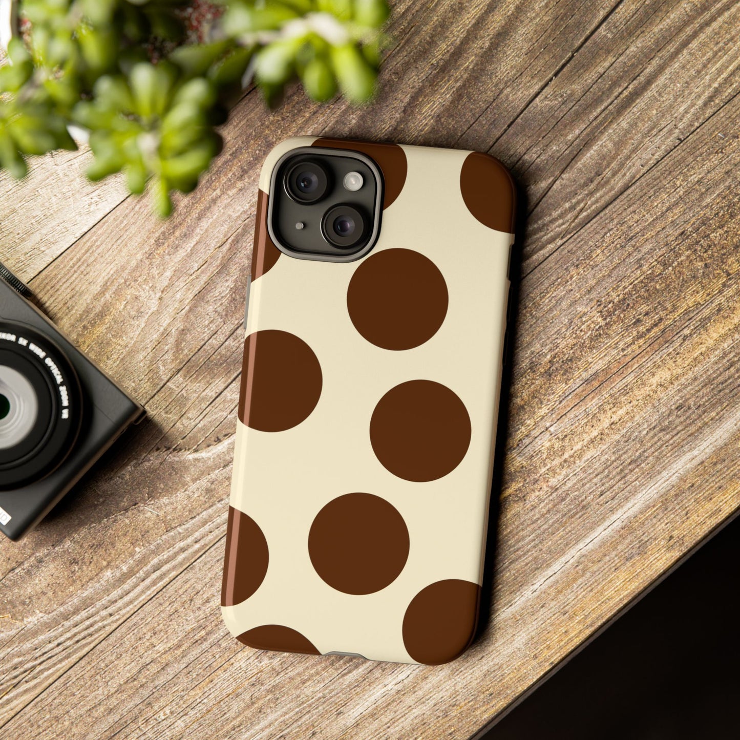 Brown Polka Dot Phone Case — Retro Large Dot Tough Case