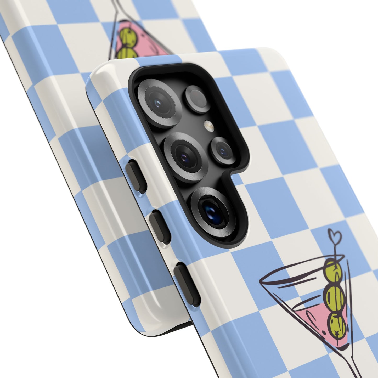 Phone Case — Blue Check Martini "extra dirty" Design