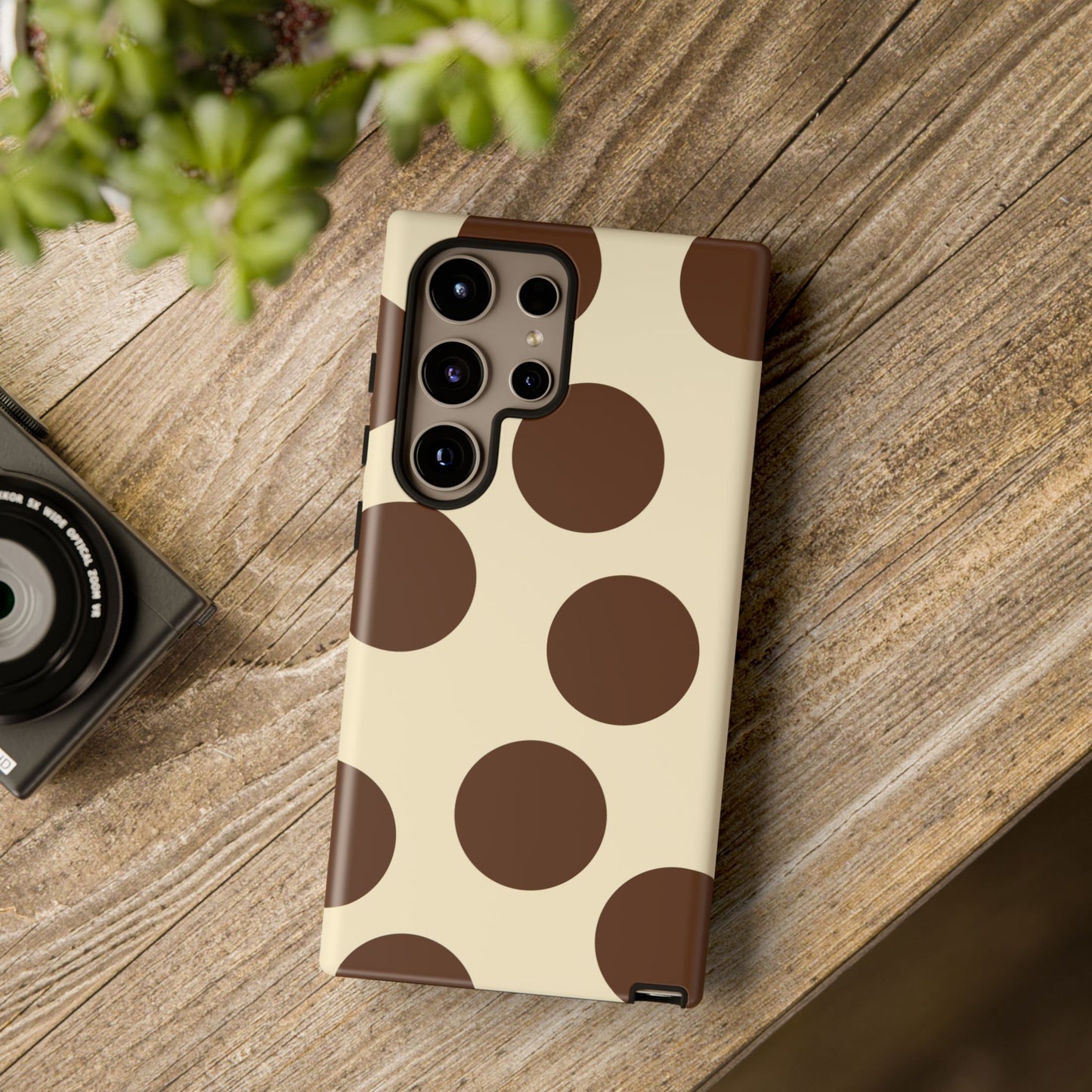 Brown Polka Dot Phone Case — Retro Large Dot Tough Case