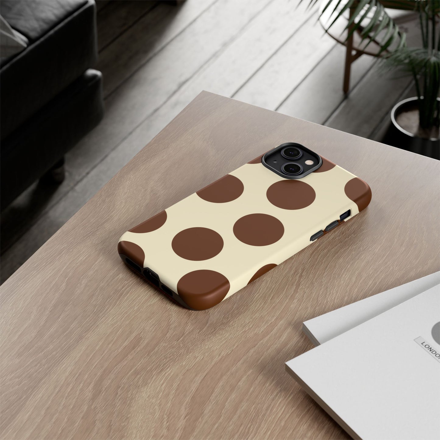 Brown Polka Dot Phone Case — Retro Large Dot Tough Case