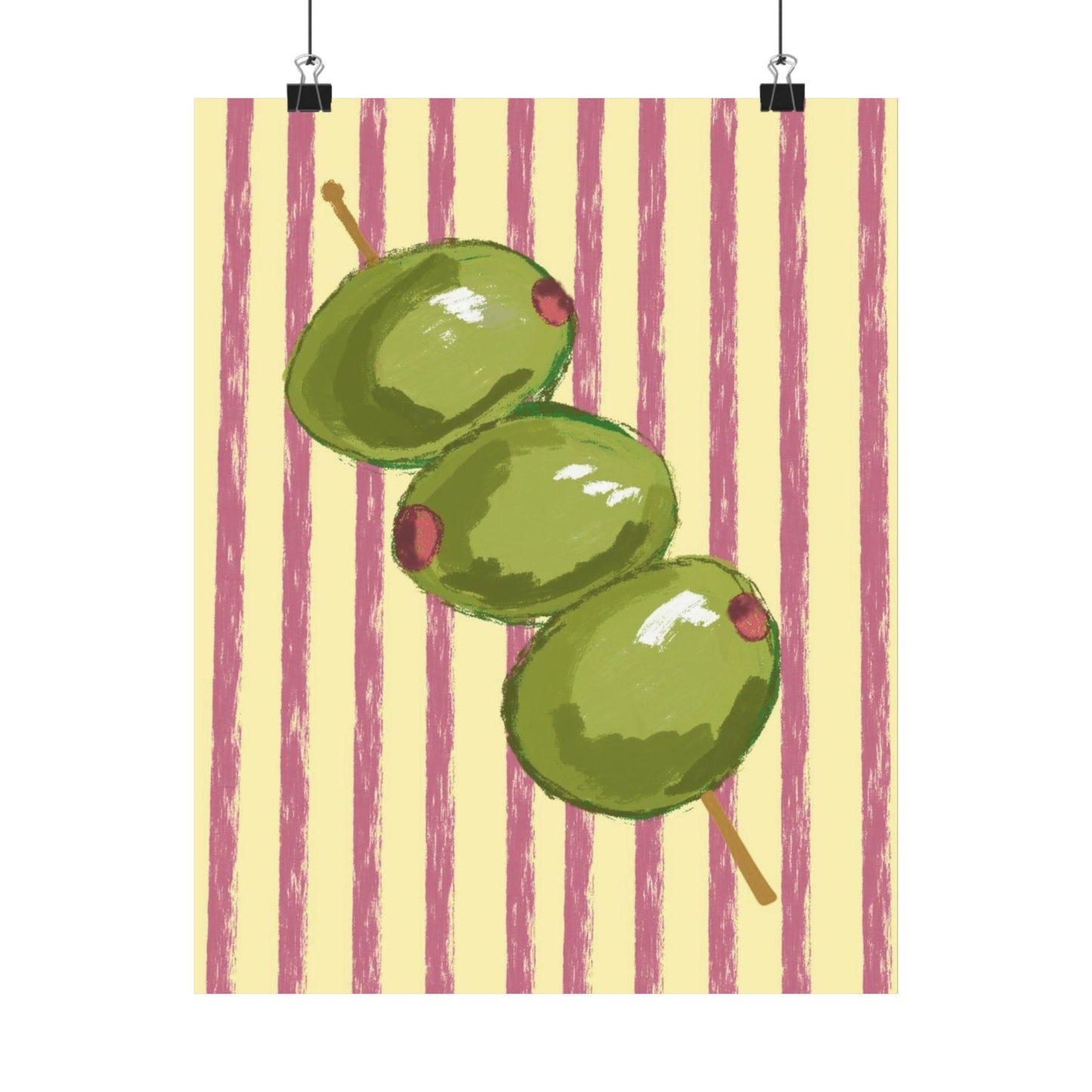 Olive Matte Poster — Retro Striped Kitchen Wall Art