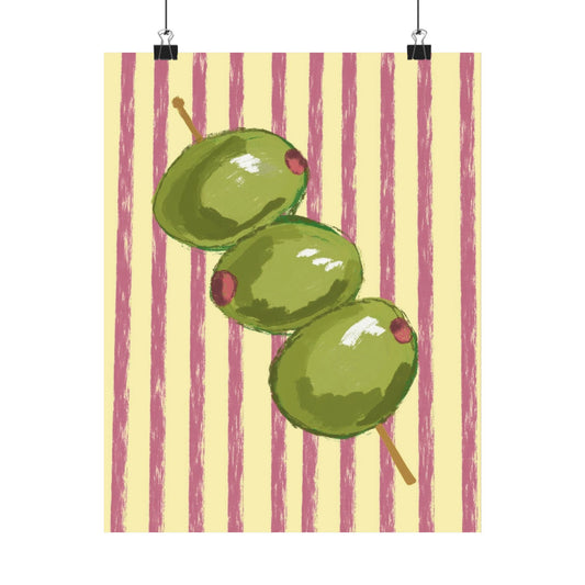 Olive Matte Poster — Retro Striped Kitchen Wall Art