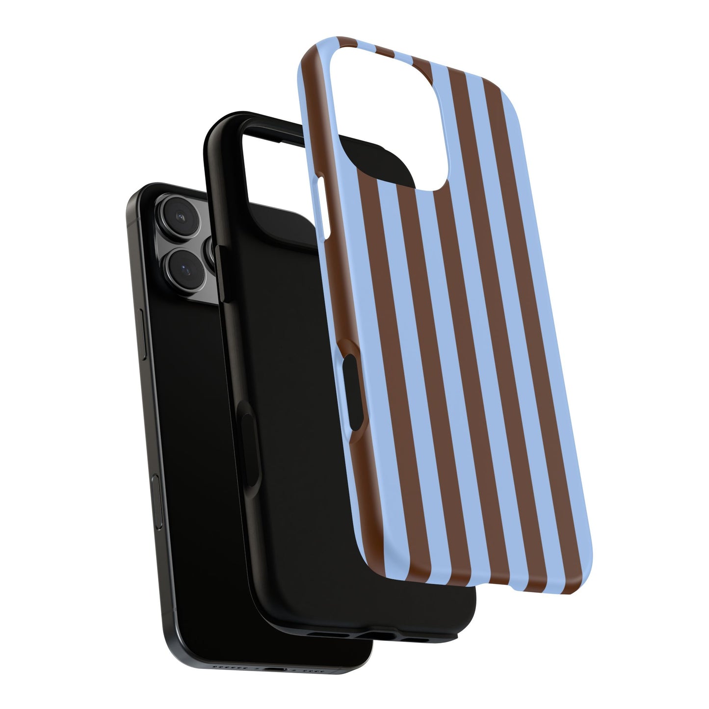 Blue & Brown Vertical Stripe Tough Phone Case — Durable Protective Cover