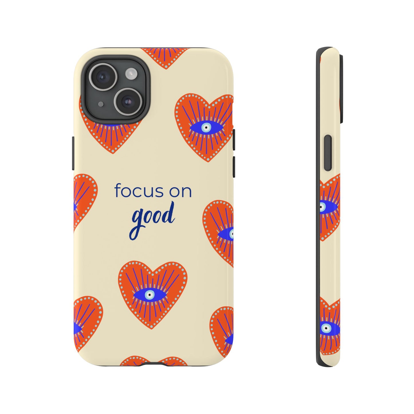 Phone Case — "Focus on Good" Heart Pattern Protective Case