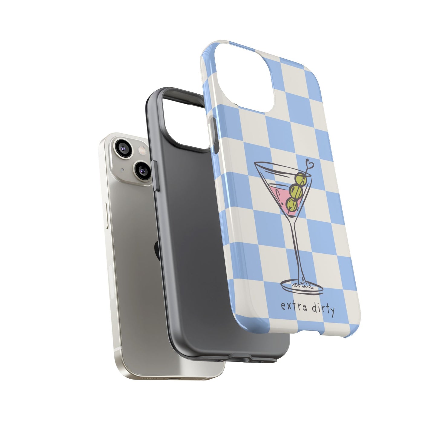 Phone Case — Blue Check Martini "extra dirty" Design