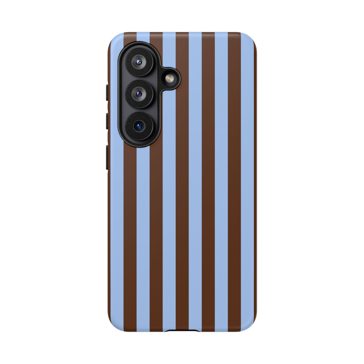 Blue & Brown Vertical Stripe Tough Phone Case — Durable Protective Cover