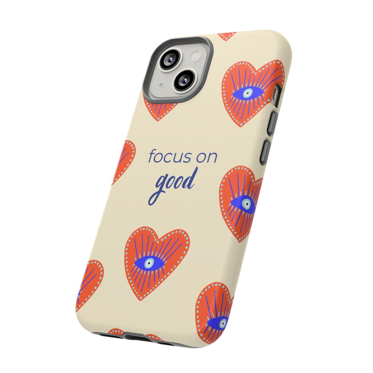 Phone Case — "Focus on Good" Heart Pattern Protective Case